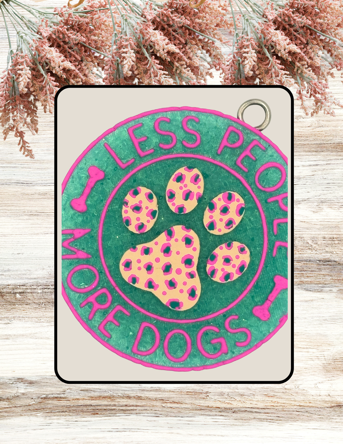 Freshie Less People More Dogs Teal Pink