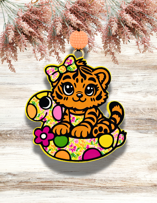 Freshie Tilly Tiger in Polka Dot Pony Float Yellow Floral