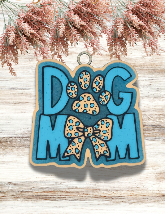 Freshie Dog Mom with Bow Blue Tan