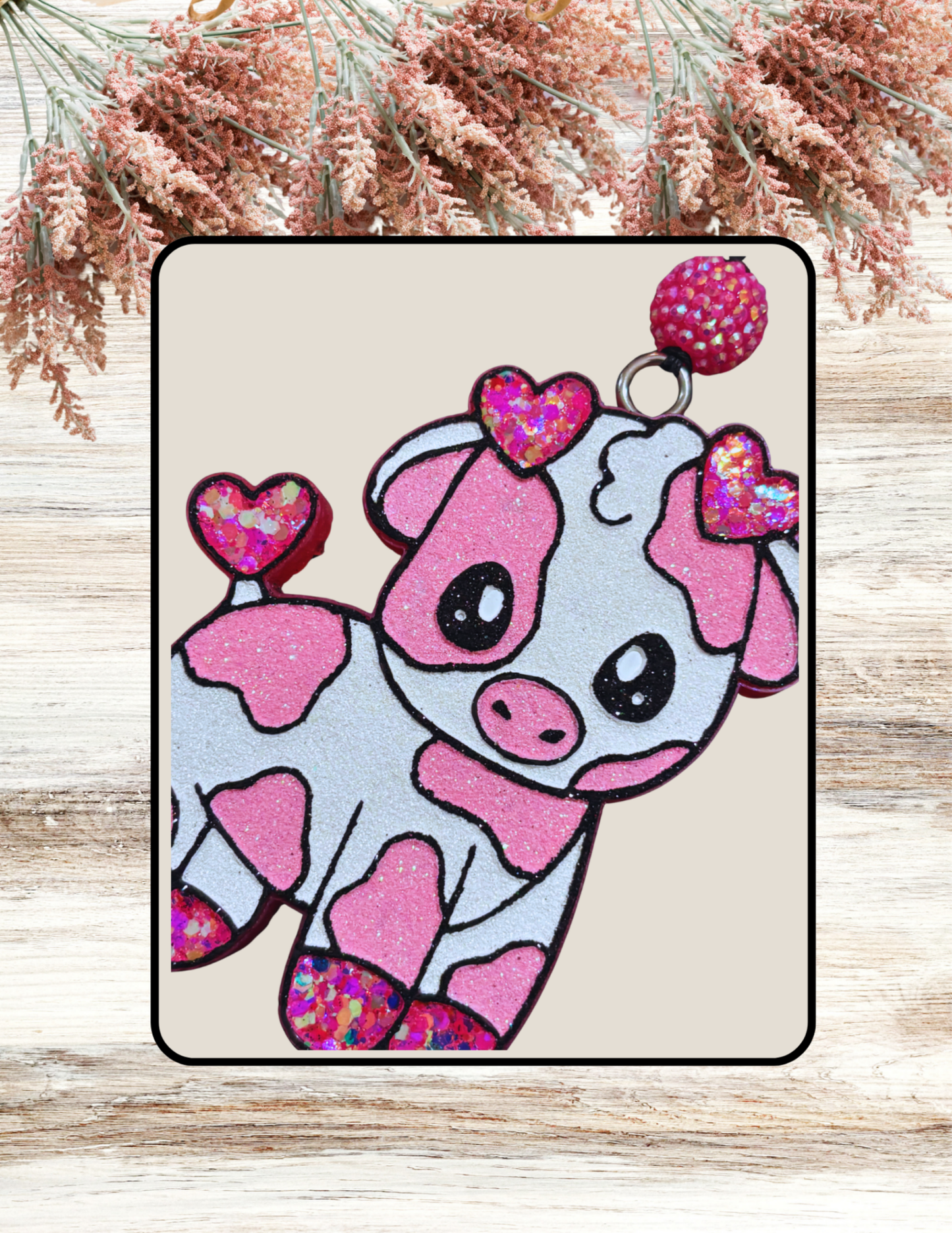 Freshie Cute Cow with Hearts Pink