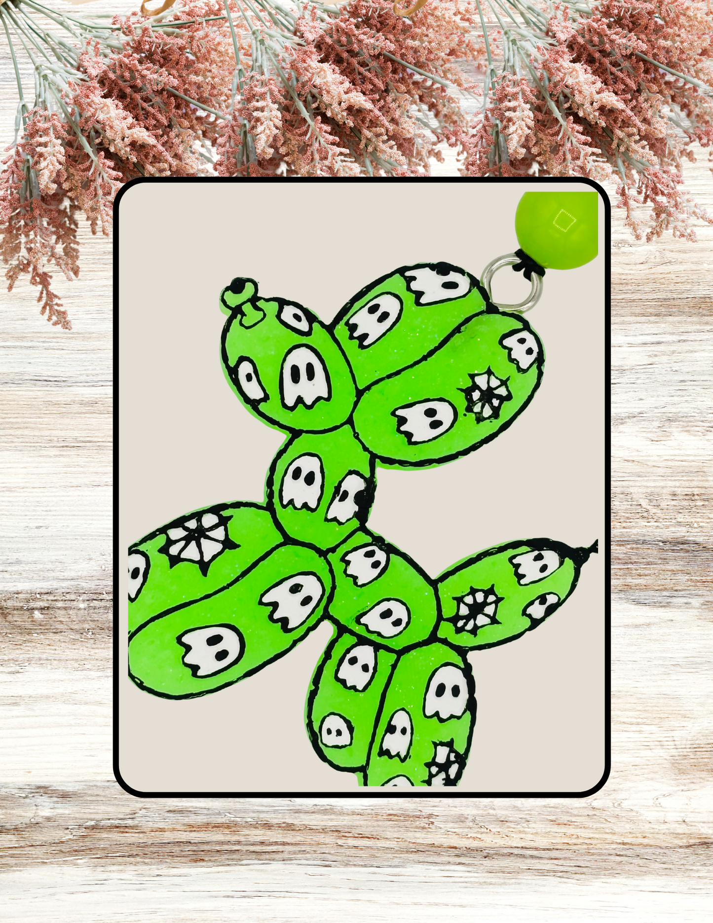 Freshie Balloon Dog with Ghosts Neon Green
