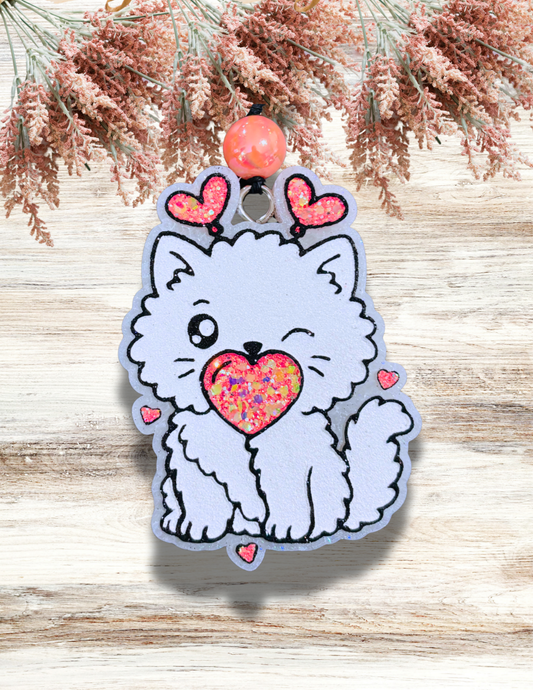 Freshie Winking Cat Heart Bubble White Coral