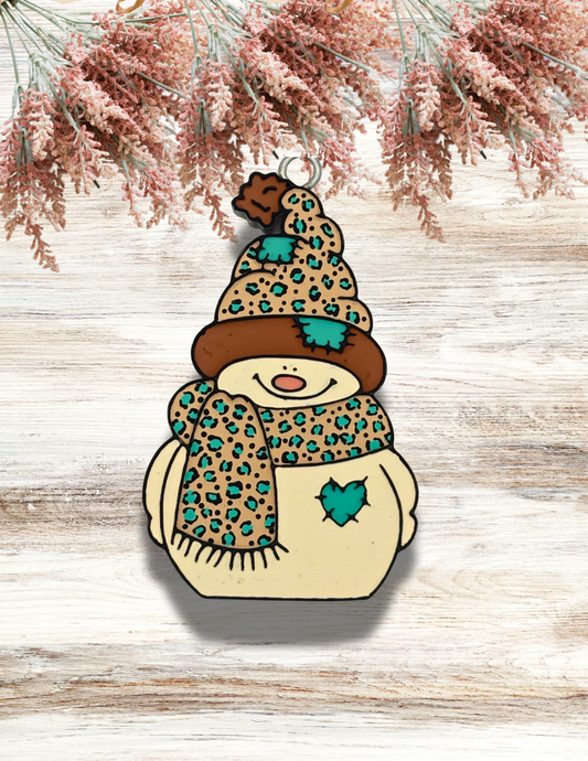 Freshie Patchwork Snowman Teal Leopard