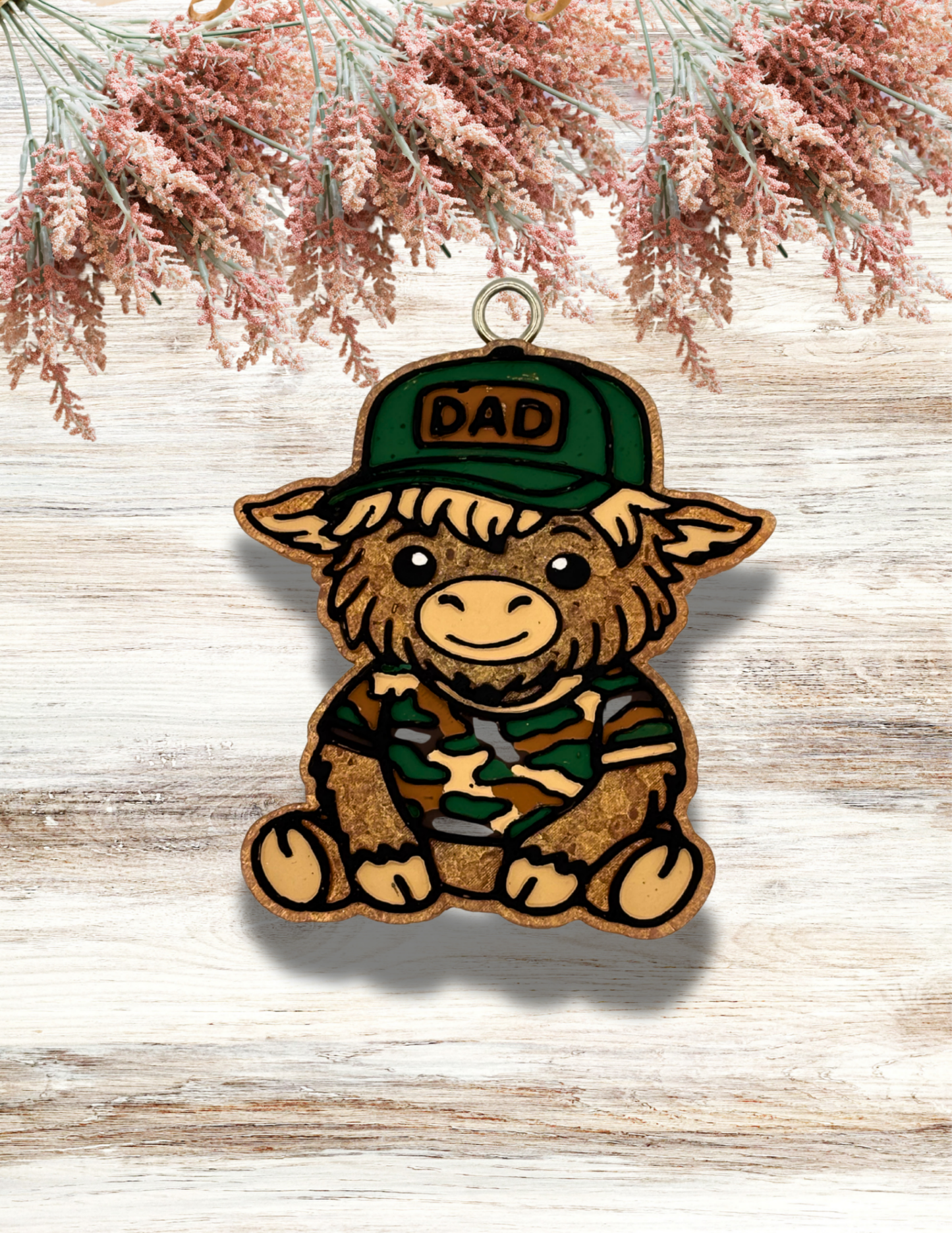 Freshie Highland Cow Dad Green Camo