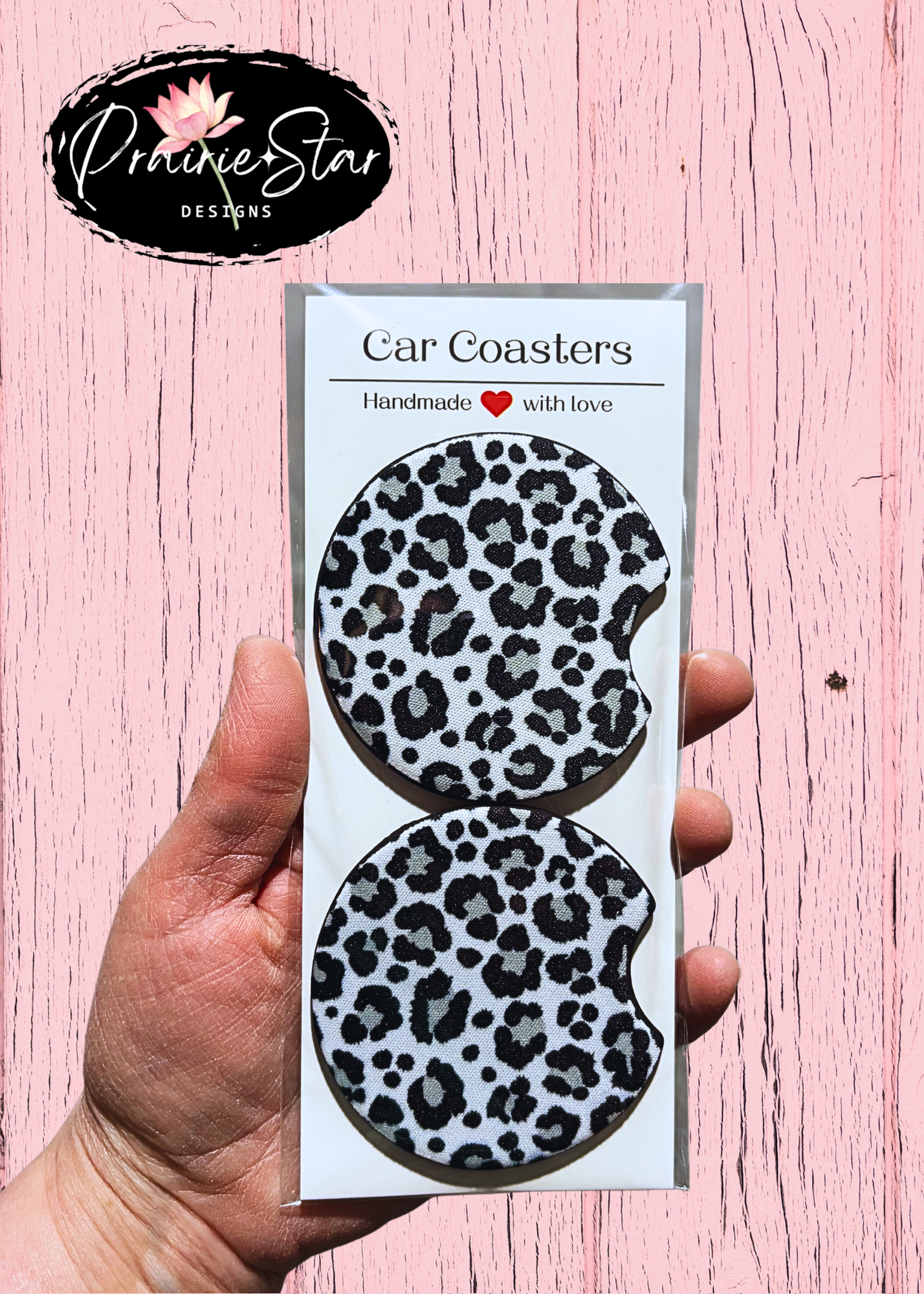 Car Coaster Leopard Print 3 Black