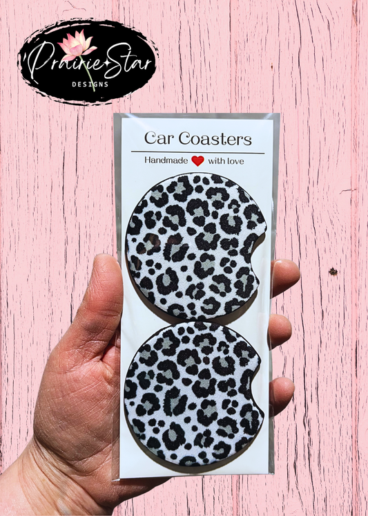 Car Coaster Leopard Print 3 Black