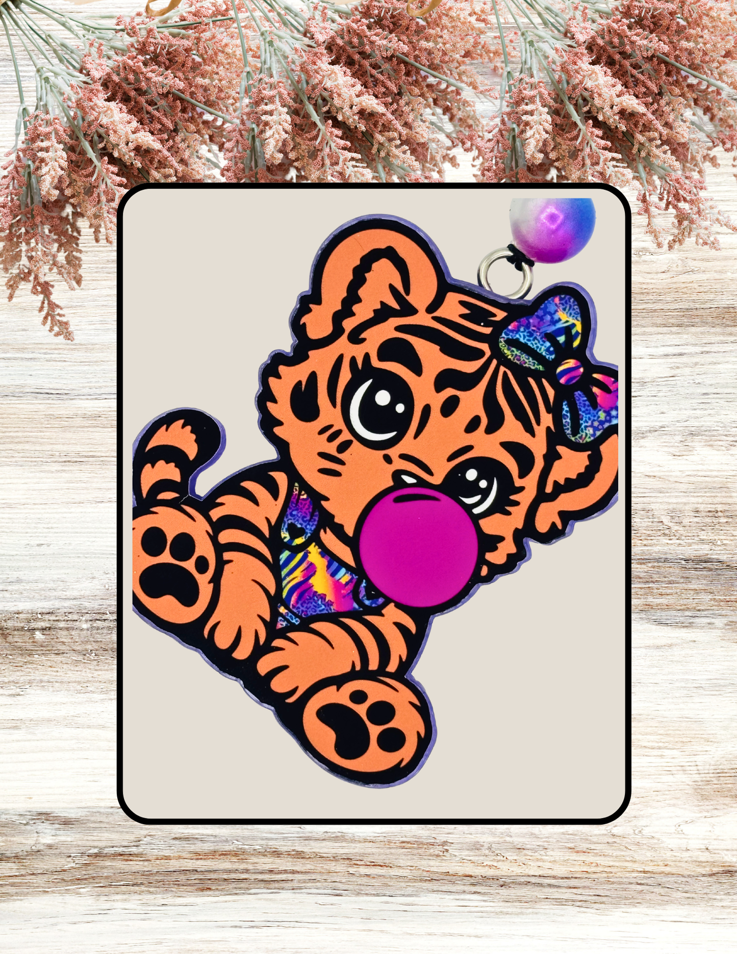 Freshie Tilly Tiger Blowing Bubble Purple Print