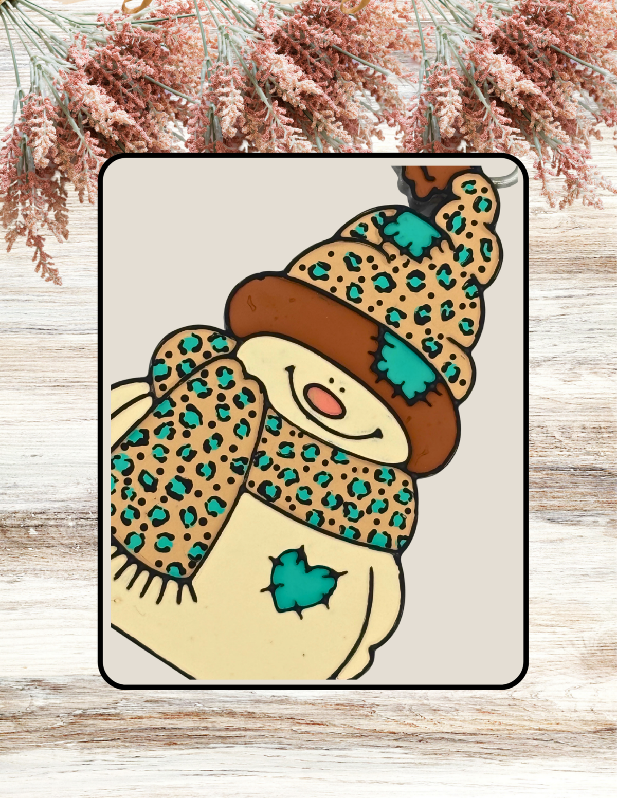 Freshie Patchwork Snowman Teal Leopard