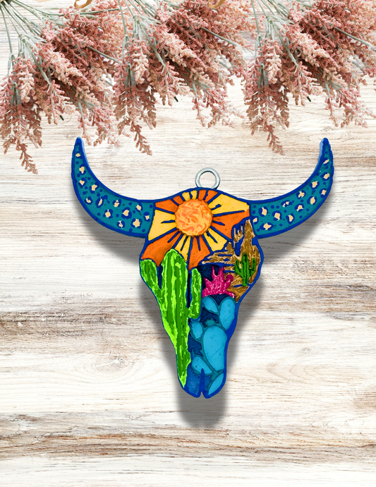 Freshie Desert Bull Skull Blue