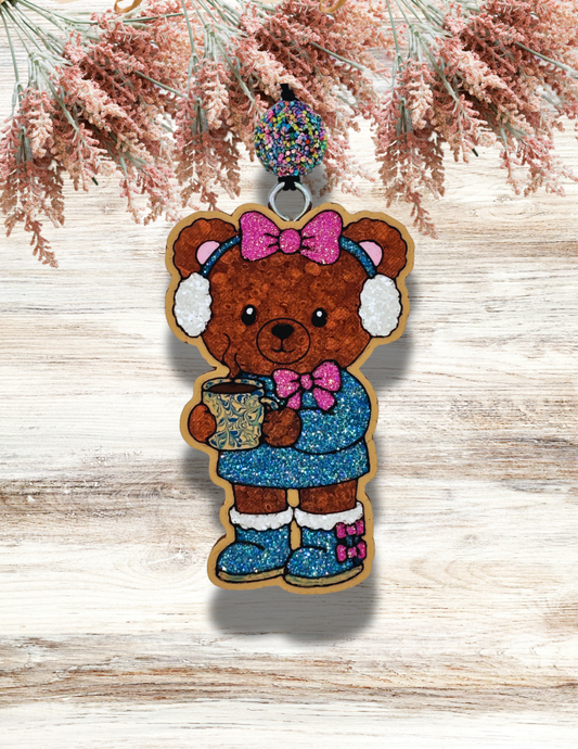 Freshie Cute Winter Bear Teal Pink