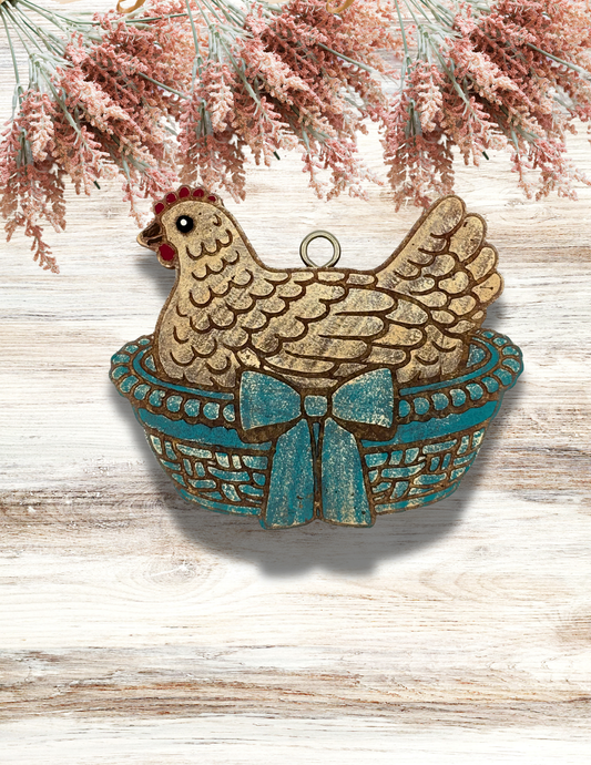 Freshie Hen in Basket Turquoise