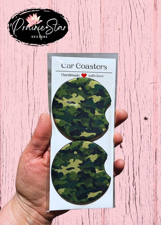 Car Coaster Green Camo 2