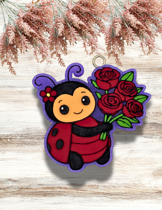 Freshie Cute Ladybug with Red Roses