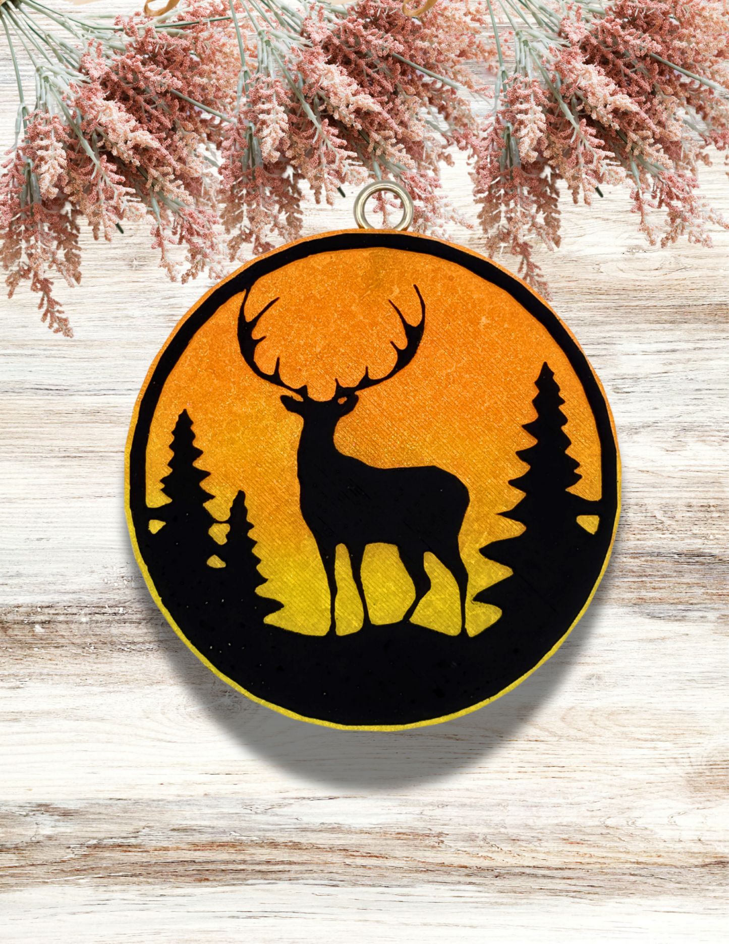 Freshie Deer in Forest Orange Sunrise