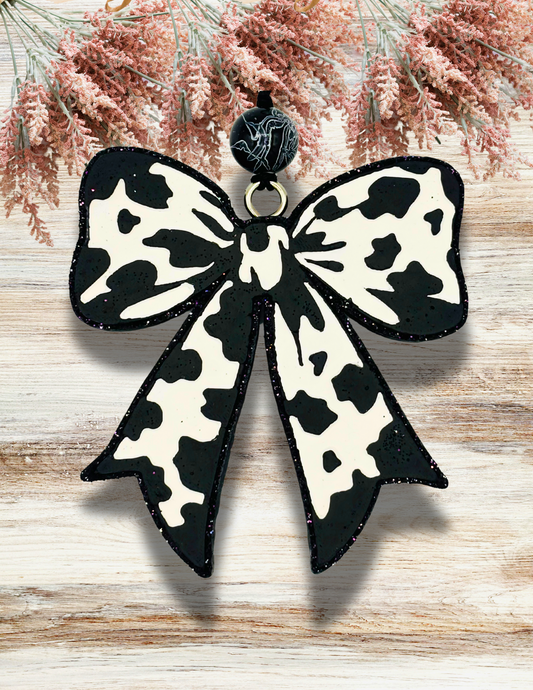 Freshie Cow Print Bow Coquette Black