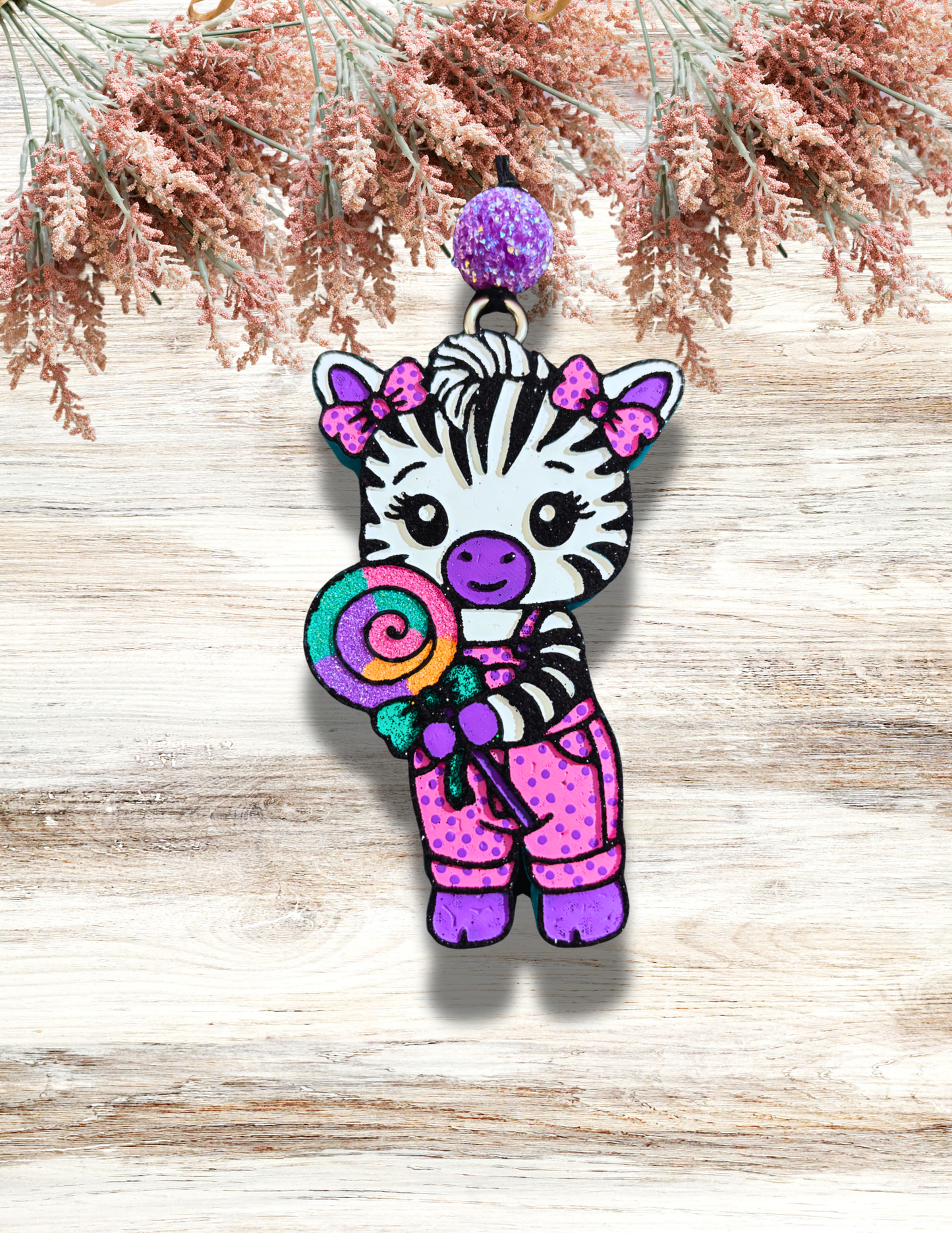 Freshie Zebra with Lollipop Pink Purple