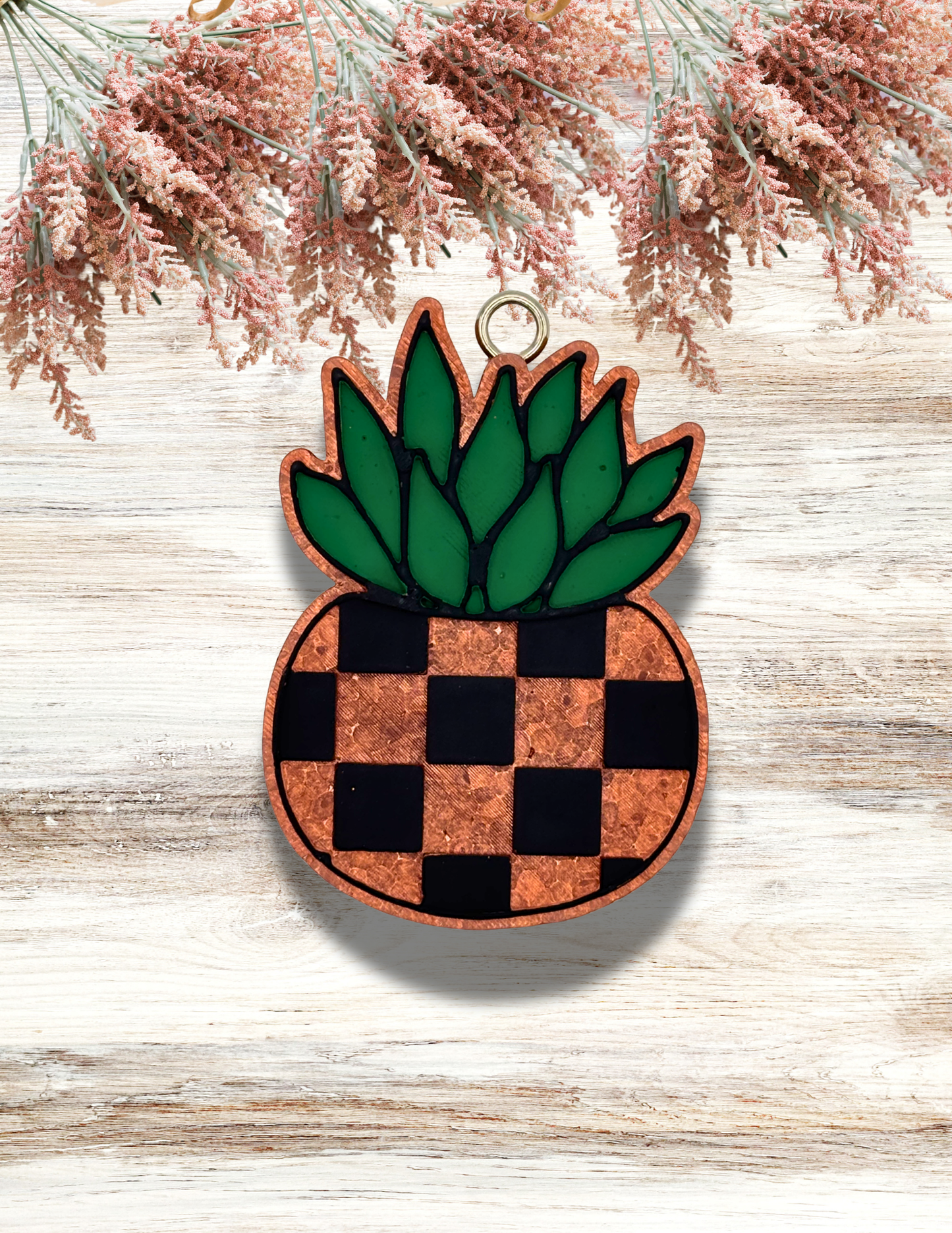 Freshie Succulent Checkered Pot Copper Black