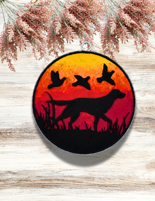 Freshie Hunting Dog Sunset Red Orange