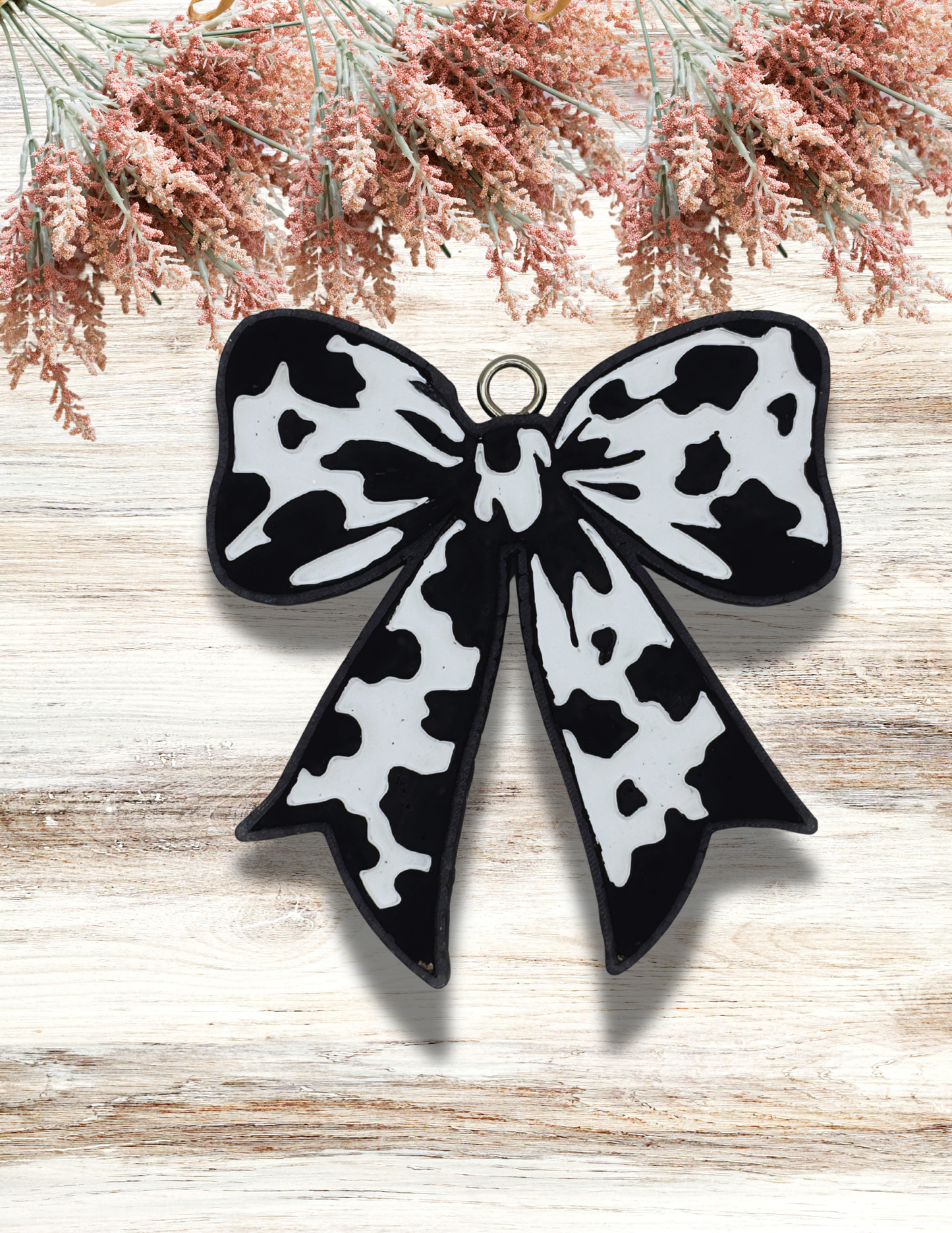 Freshie Cow Print Bow Coquette Black
