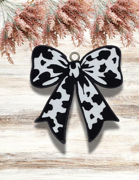 Freshie Cow Print Bow Coquette Black