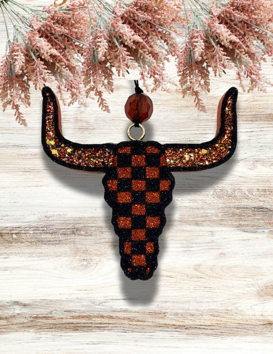 Freshie Checkered Bull Skull Copper Black