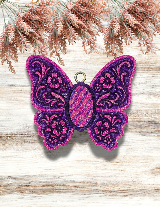 Freshie Floral Scroll Butterfly Purple Pink