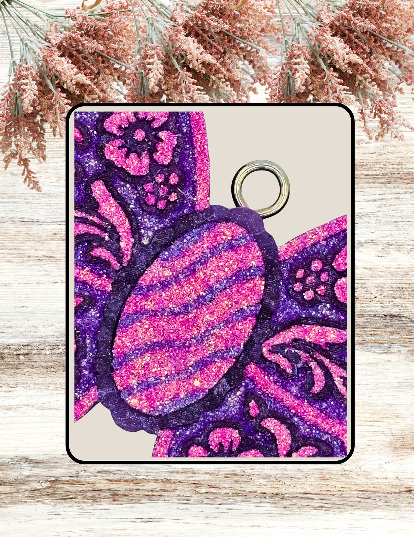 Freshie Floral Scroll Butterfly Purple Pink