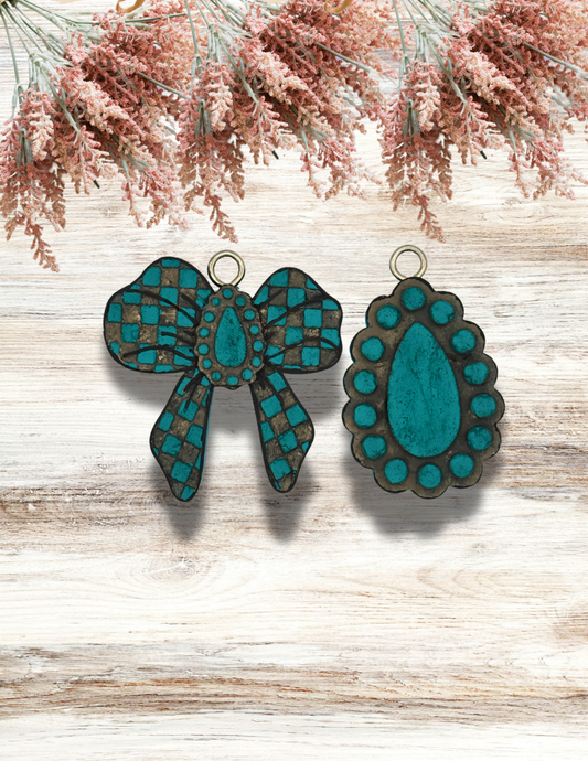 Freshie Checkered Jewel Bow and Jewel Vent Clip Pair