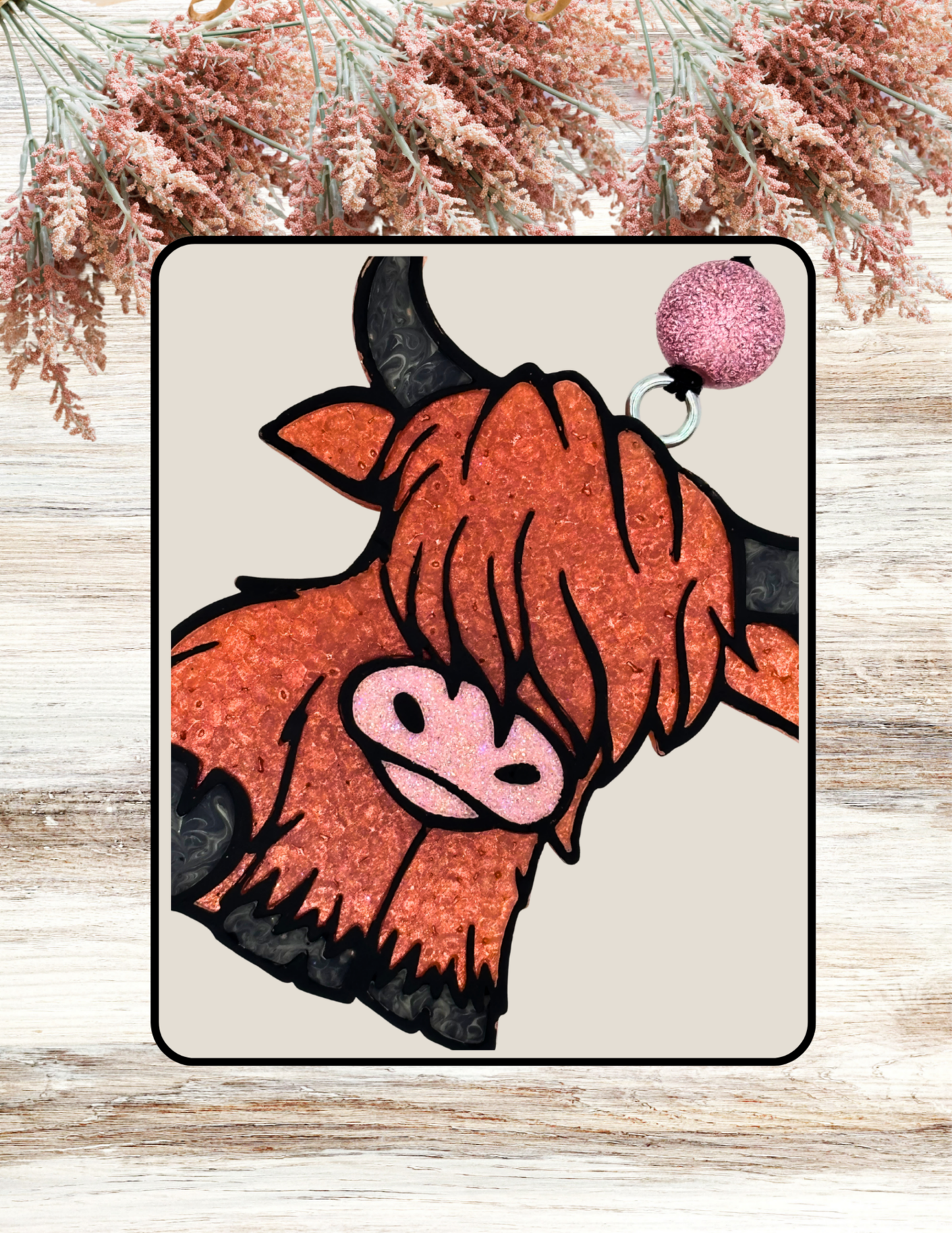 Freshie Highland Cow Sitting Brown Rose Gold