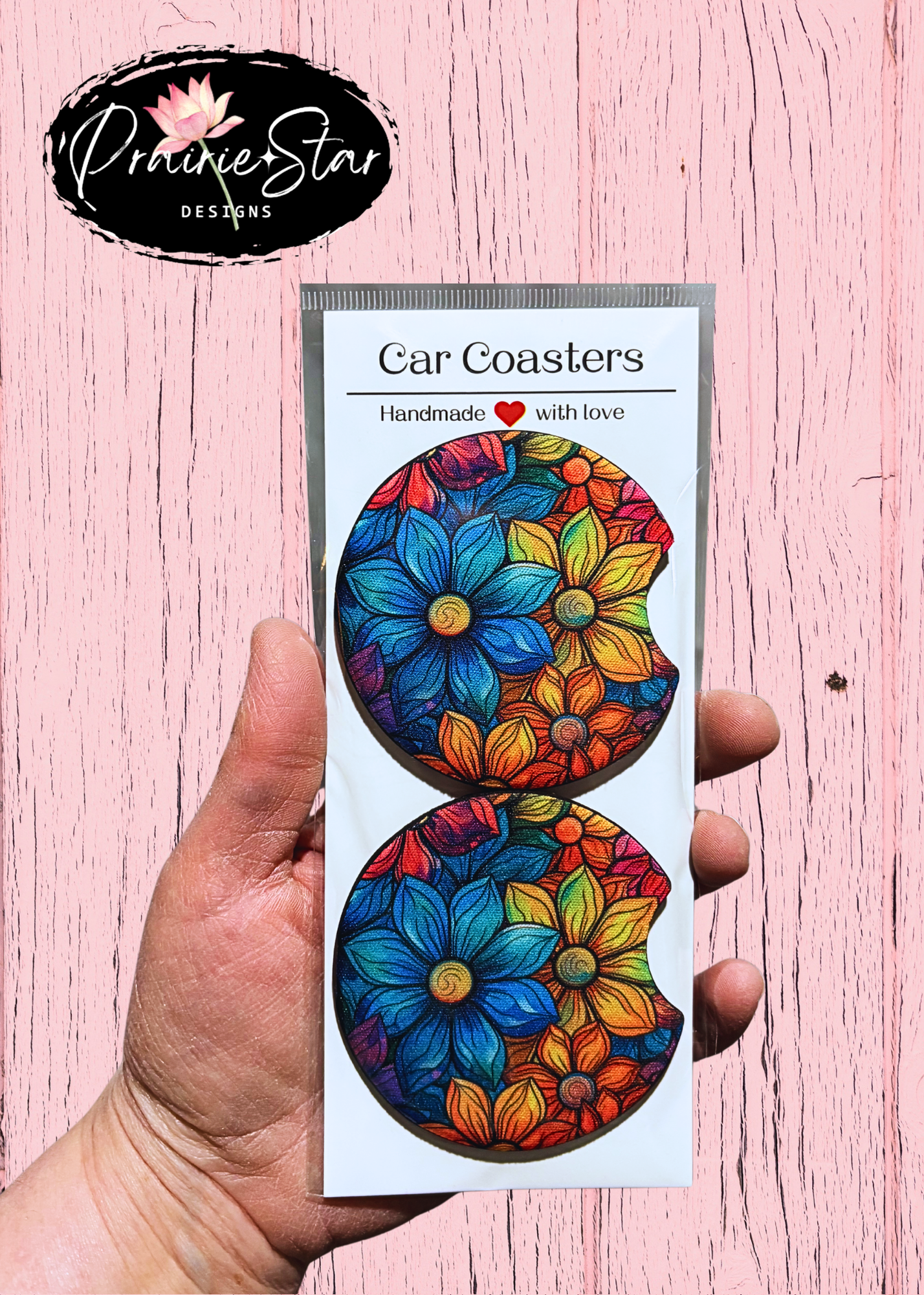 Car Coaster Sunflowers Blue Yellow