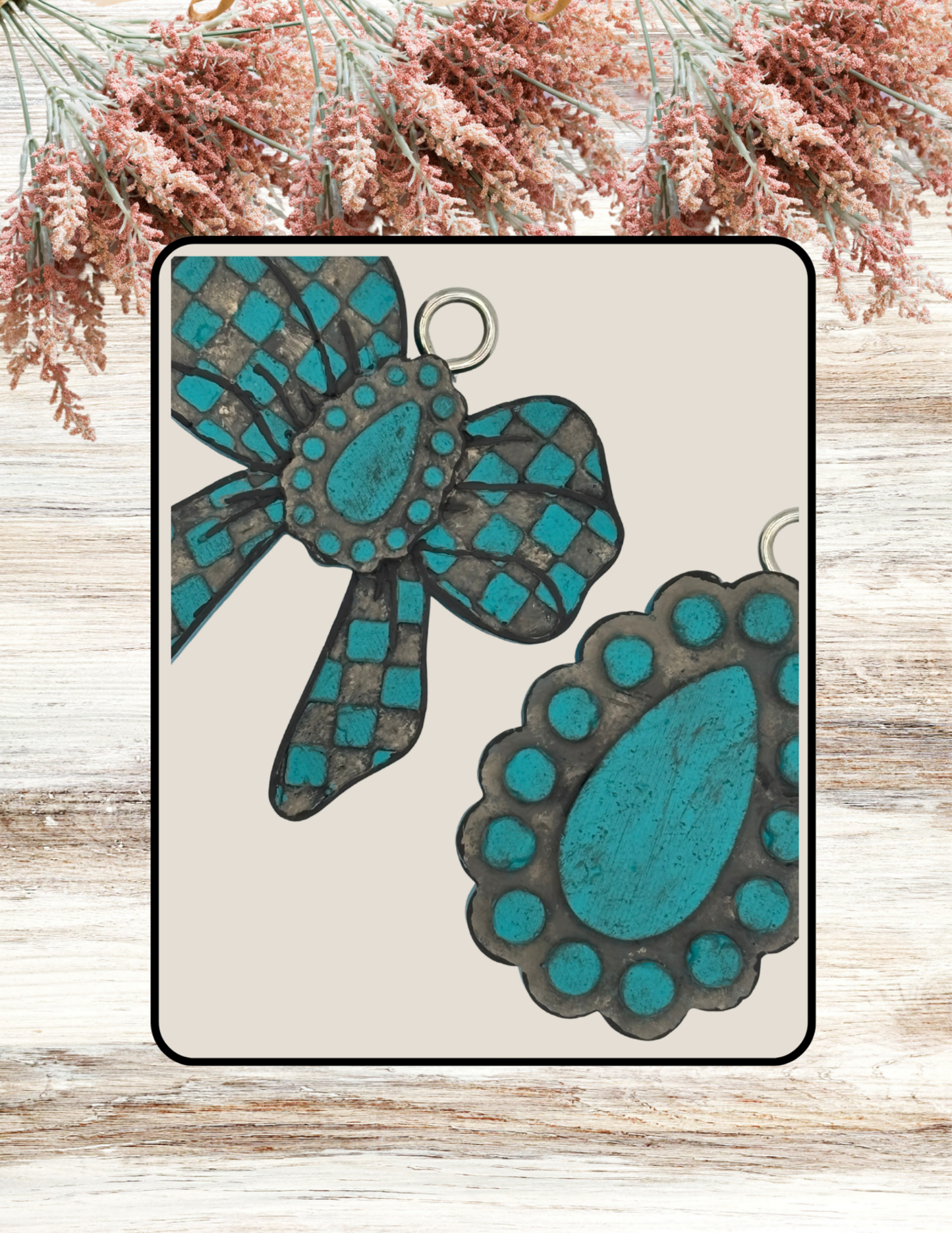 Freshie Checkered Jewel Bow and Jewel Vent Clip Pair