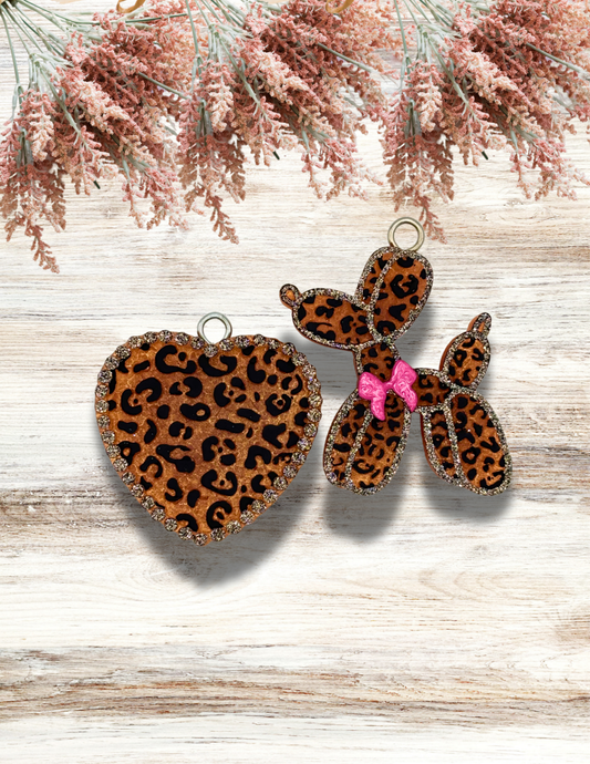 Freshie Leopard Heart and Balloon Dog Vent Clip Pair Black Tan