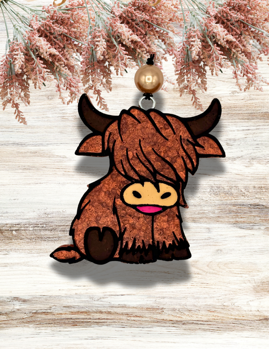 Freshie Highland Cow Sitting Brown Tan