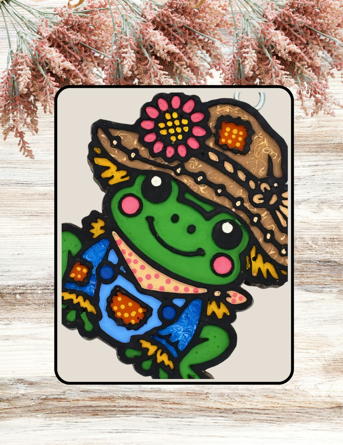 Freshie Frog Scarecrow Blue Tan