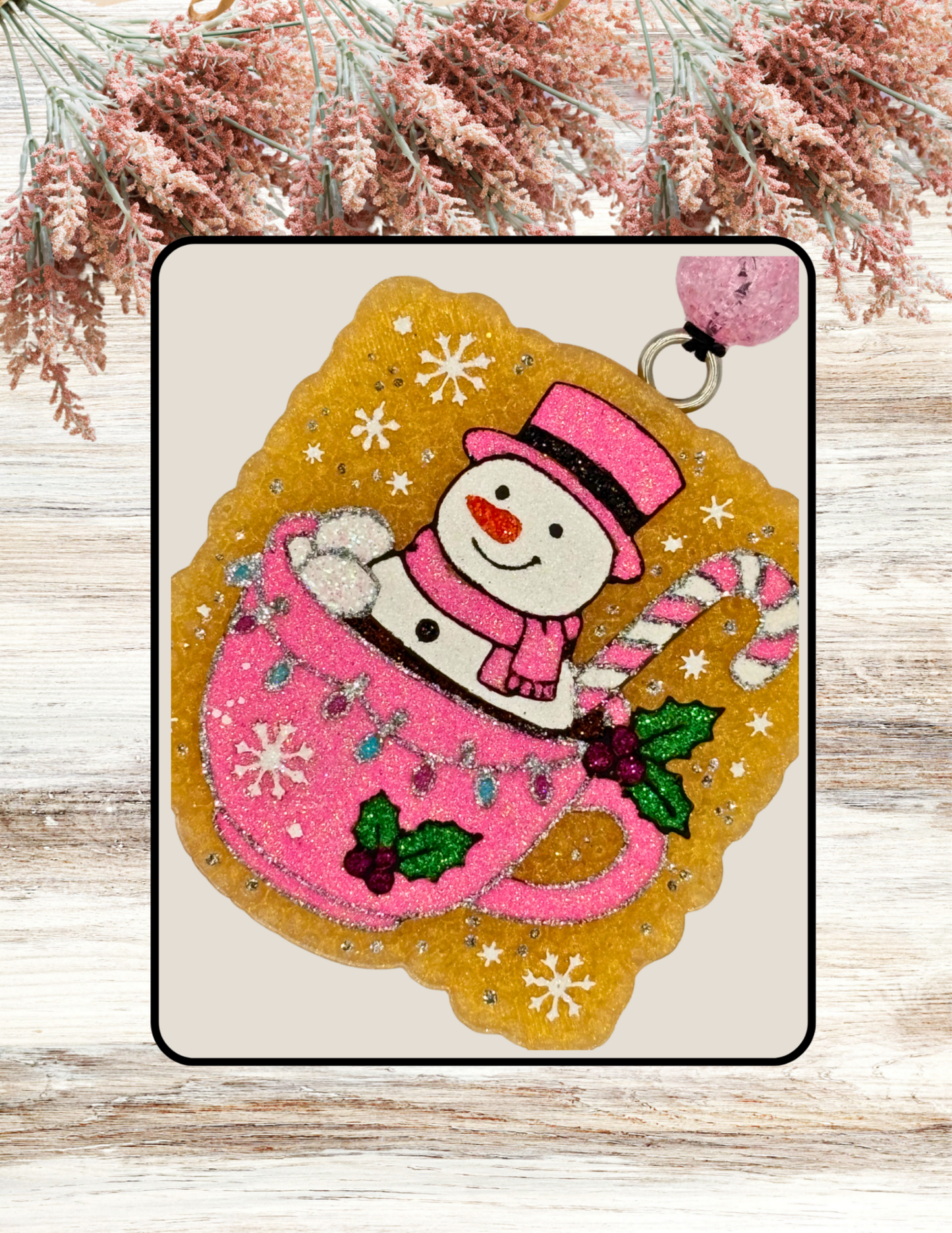 Freshie Christmas Snowman in Cup Pink