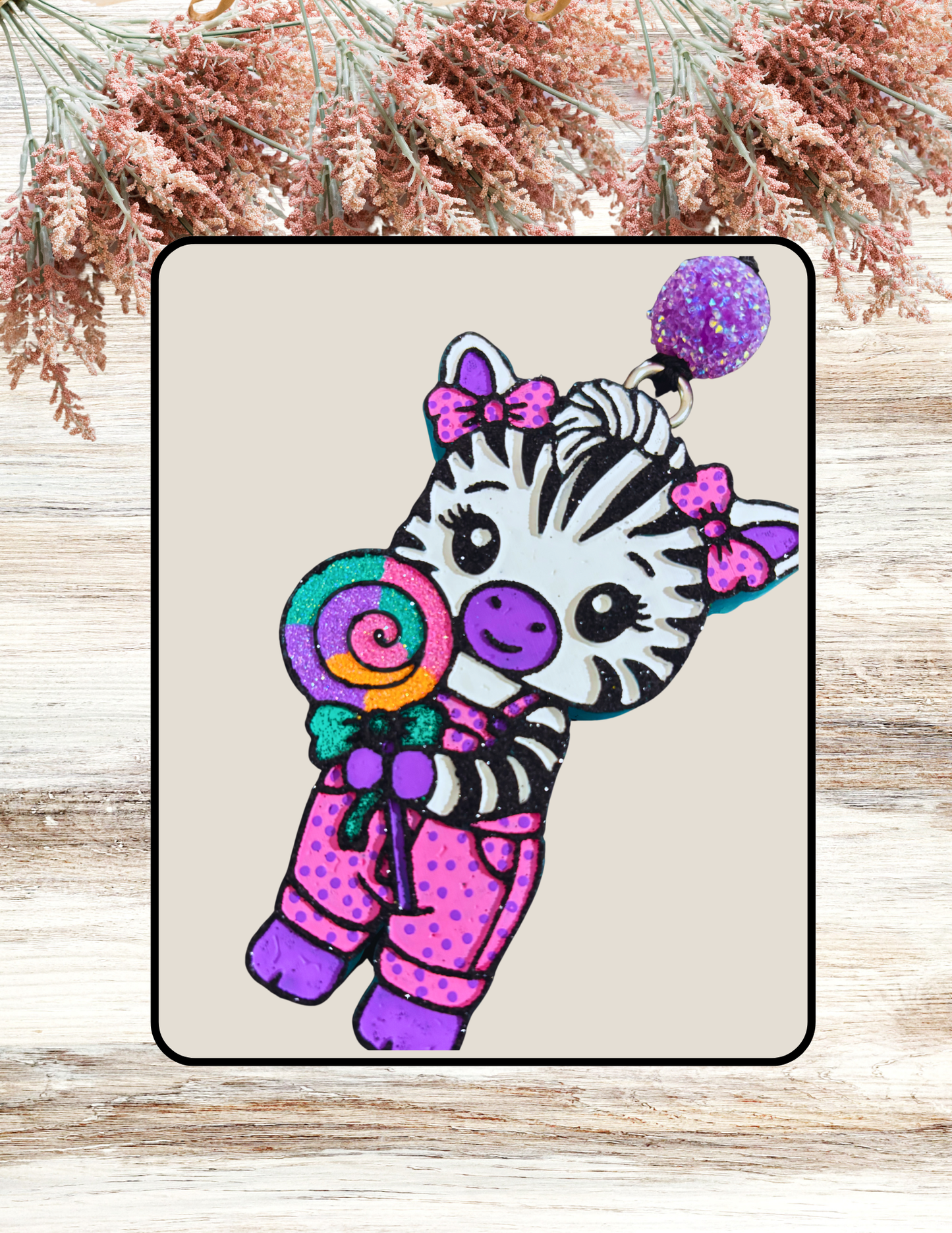 Freshie Zebra with Lollipop Pink Purple