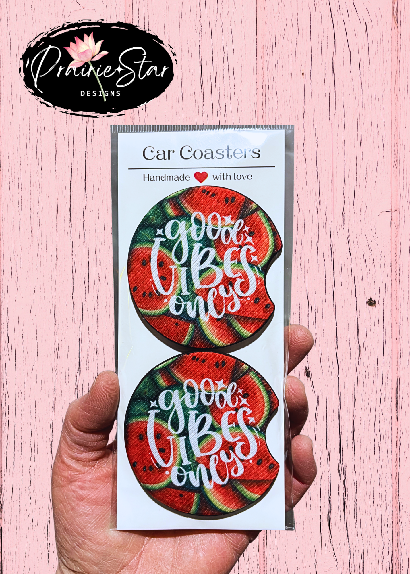 Car Coaster Watermelon Good Vibes Only