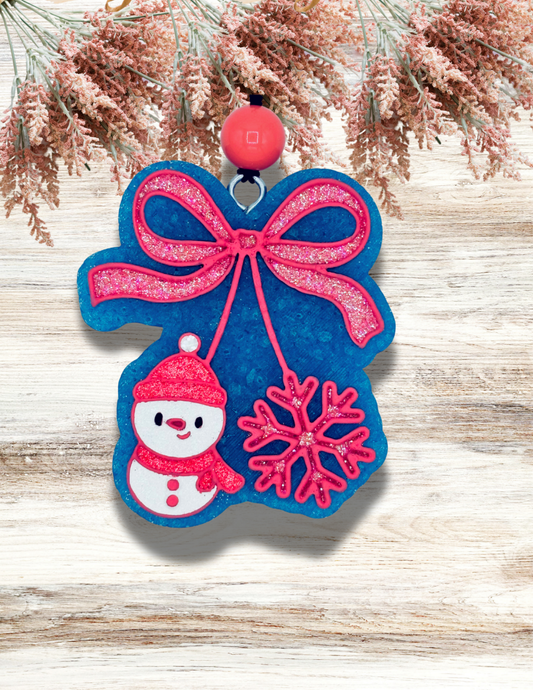 Freshie Snowman Cherries with Bow Coral Teal