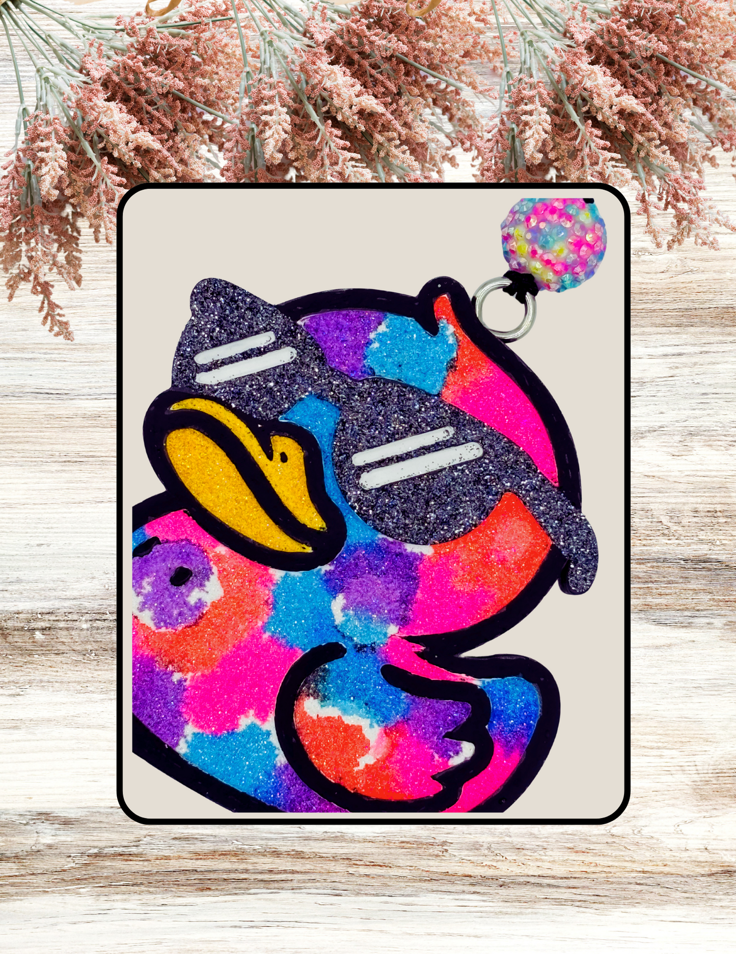 Freshie Duck with Sunglasses Neon Tie Dye