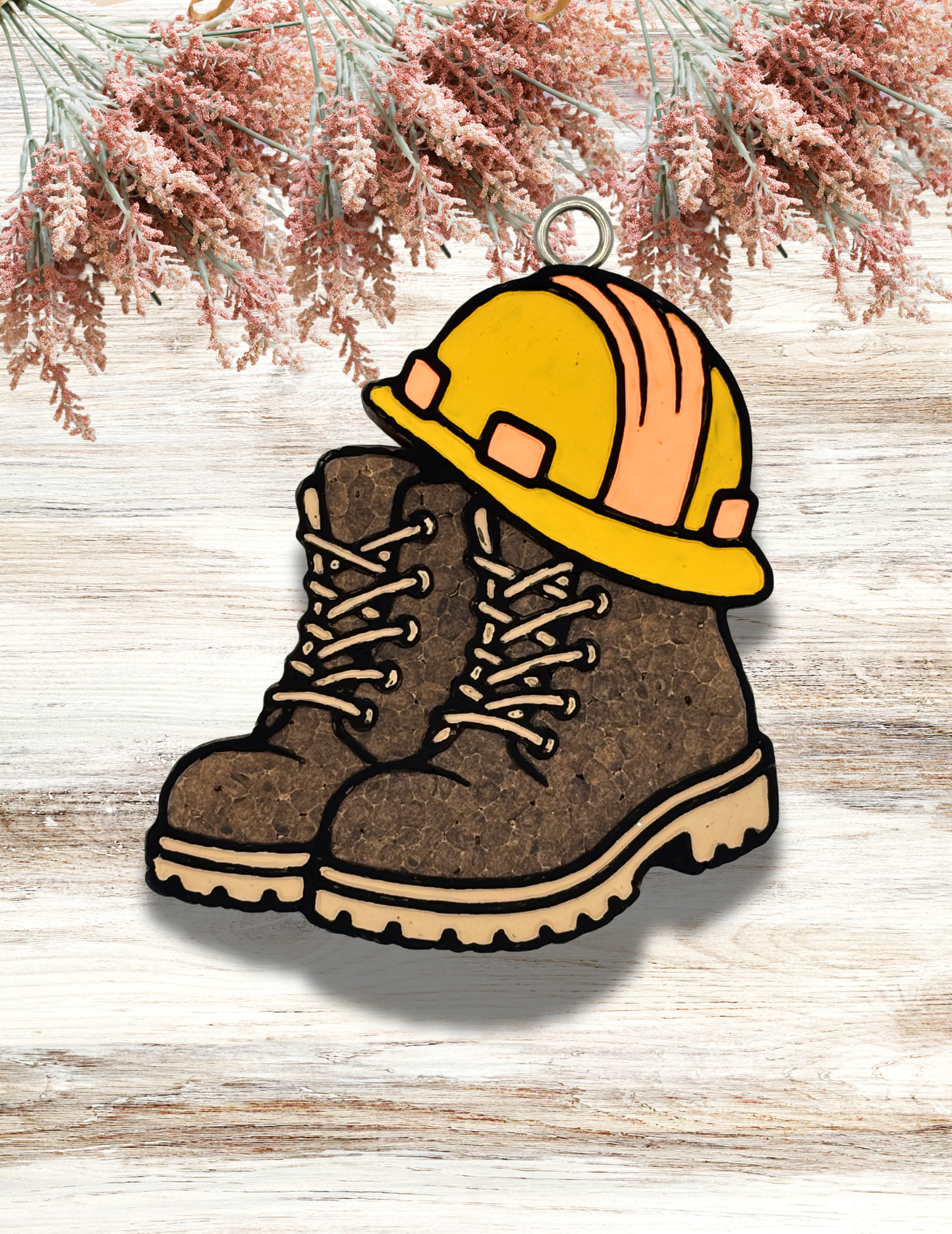 Freshie Work Boots Hard Hat Brown Yellow