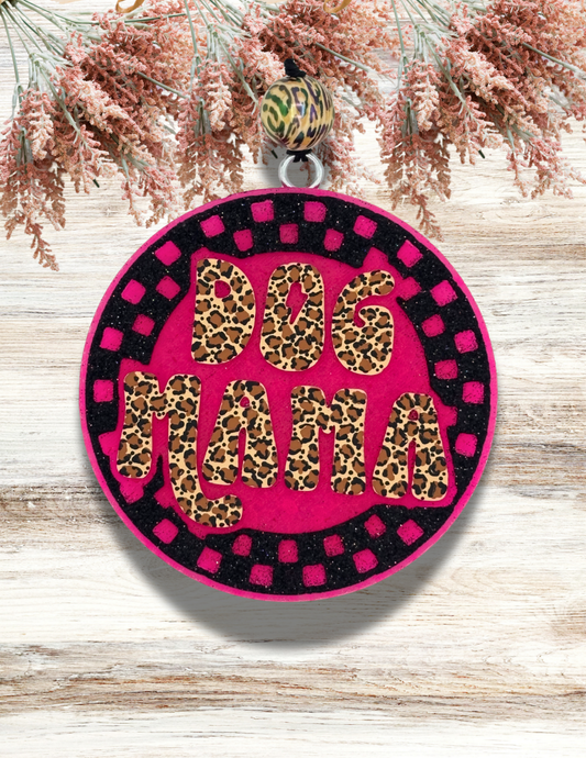 Freshie Checkered Dog Mama Leopard Pink Black