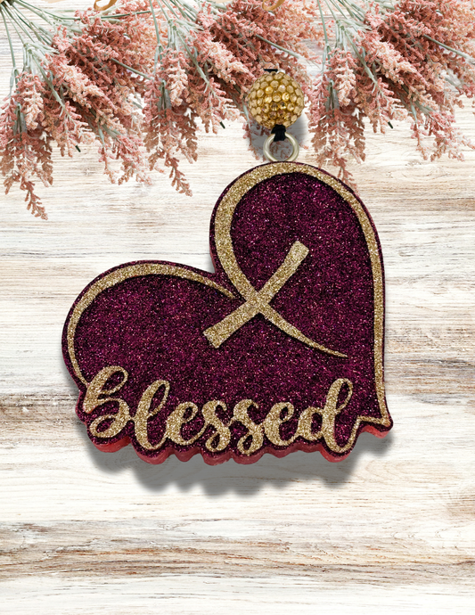 Freshie Blessed Heart Burgundy & Gold