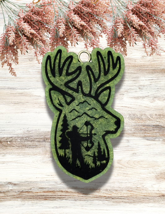 Freshie Deer Bow Hunter Silhouette Green