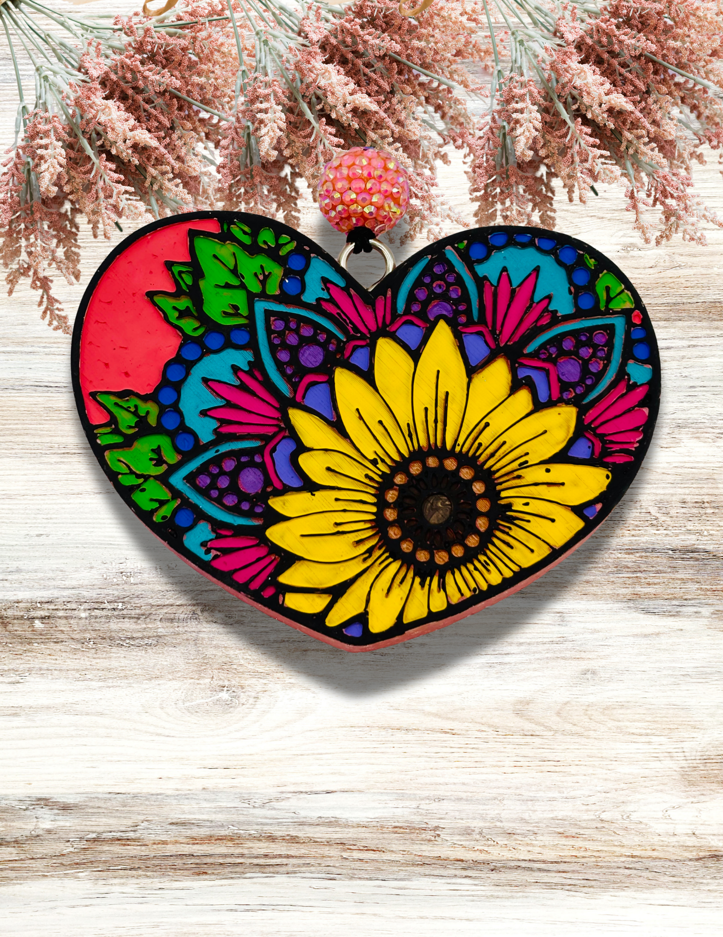 Freshie Floral Heart Coral & Yellow