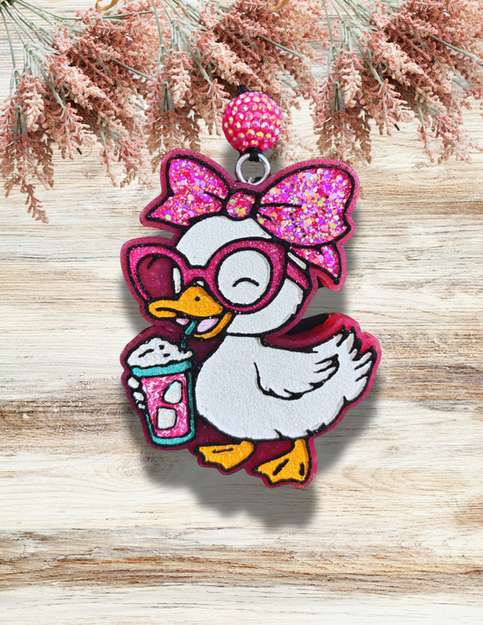 Freshie Duck with Bow and Drink Pink