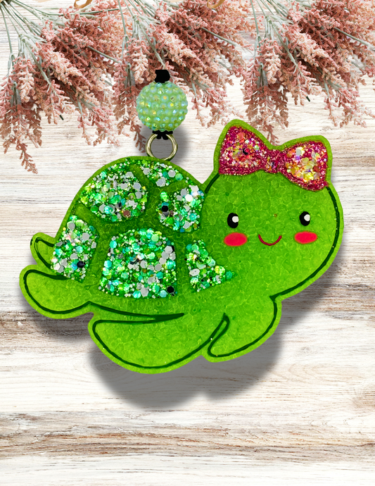 Freshie Turtle with Bow Green Pink
