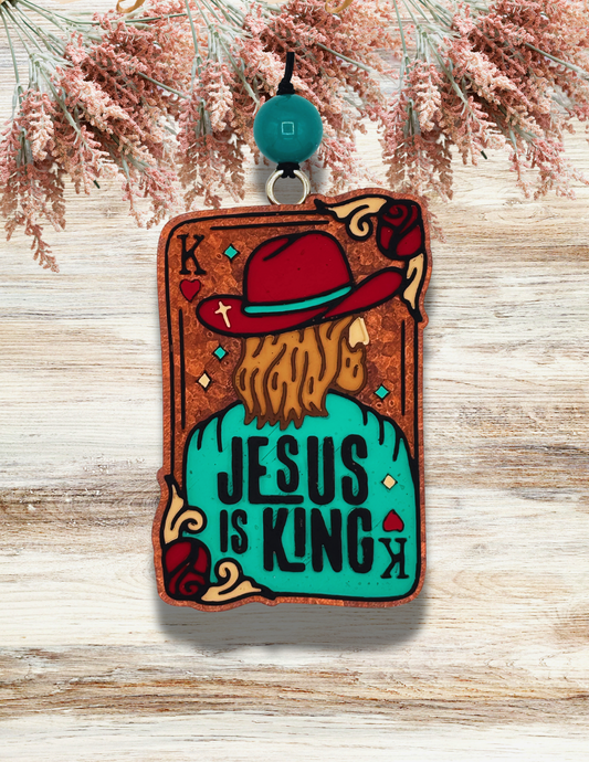 Freshie Jesus Is King Playing Card Teal Red