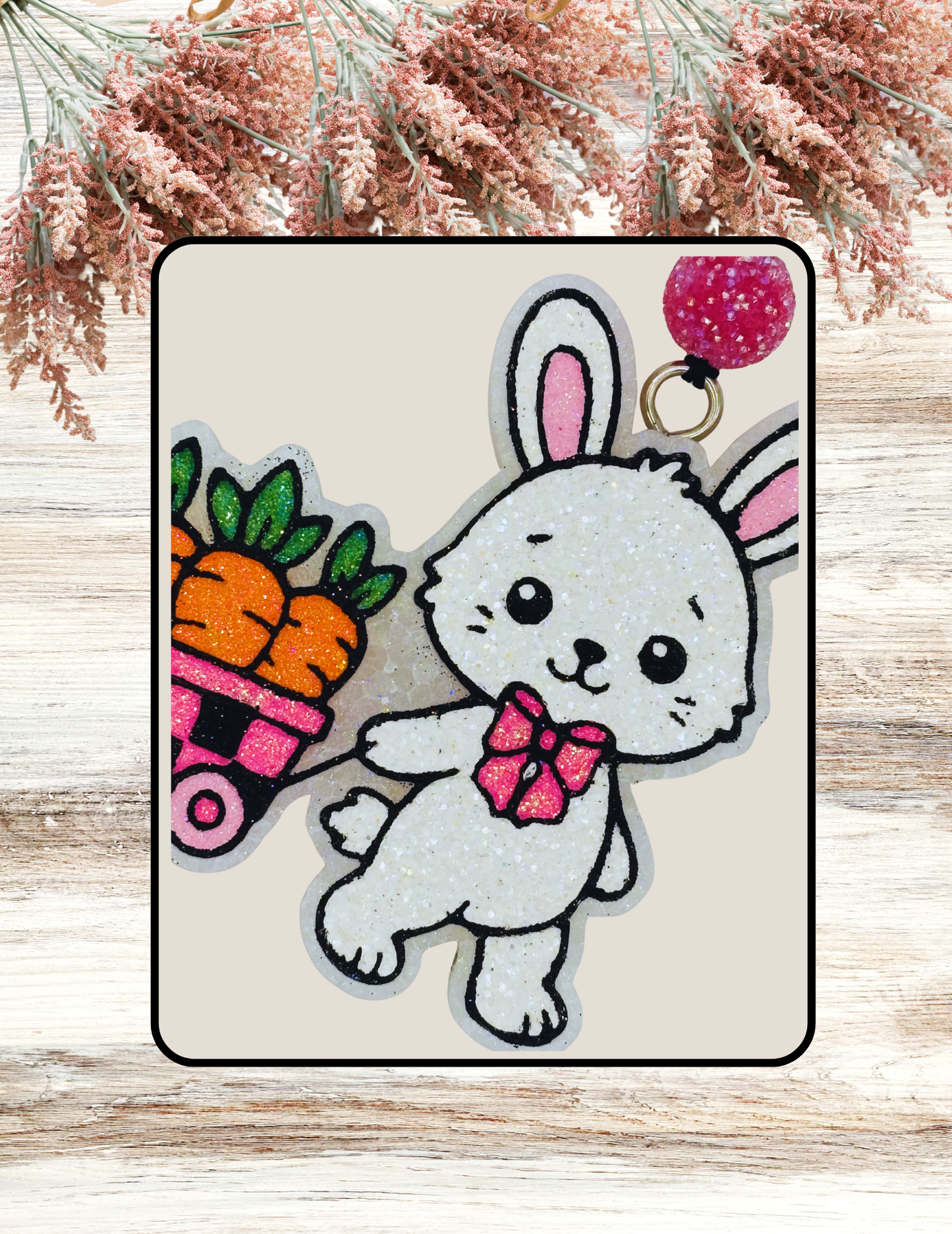 Freshie Bunny with Carrot Cart White Pink Black