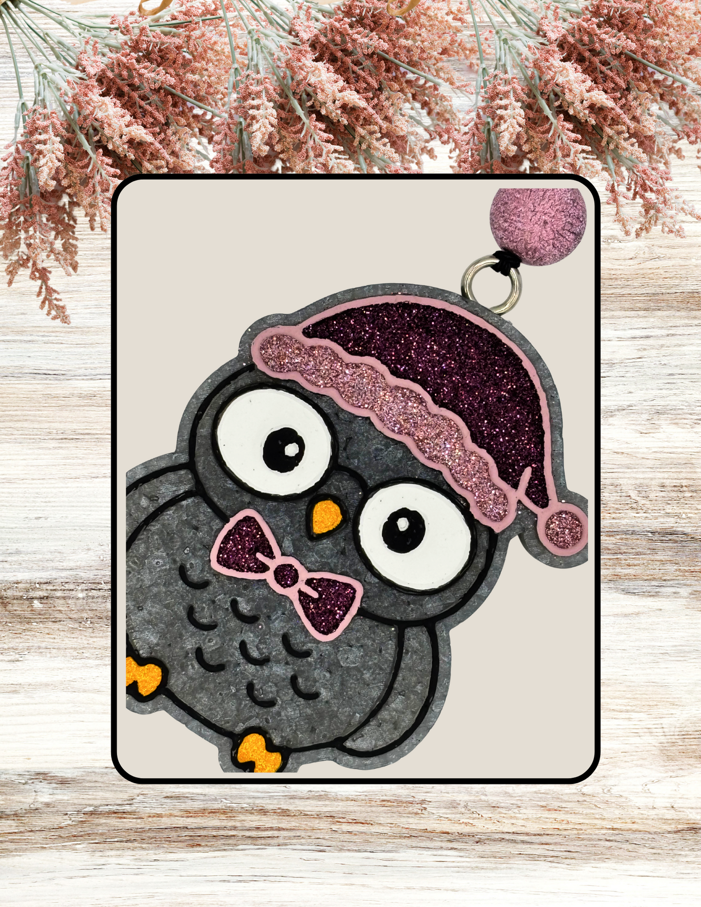 Freshie Owl Santa Hat Rose Gold Plum