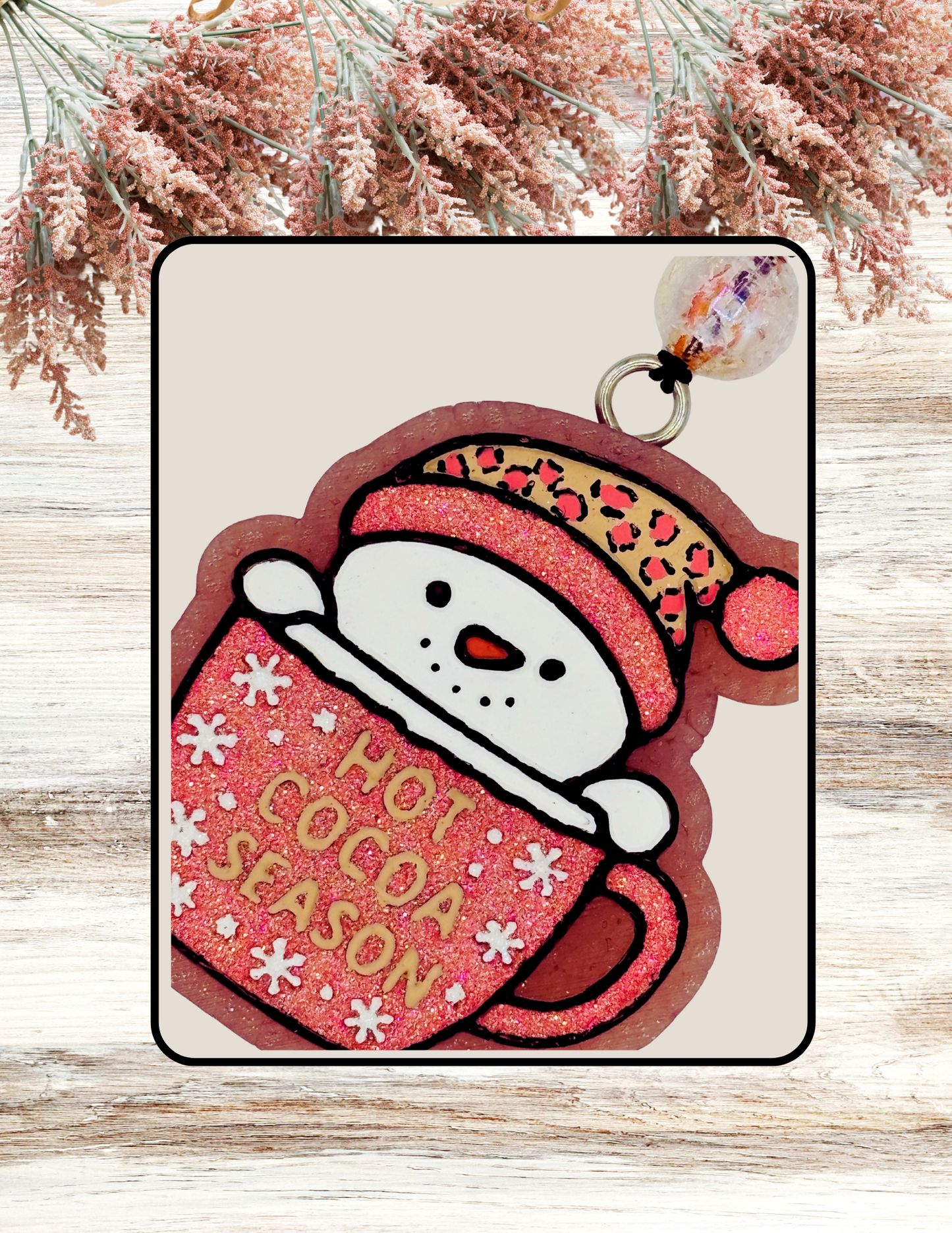 Freshie Snowman Cup Hot Cocoa Season Coral Leopard
